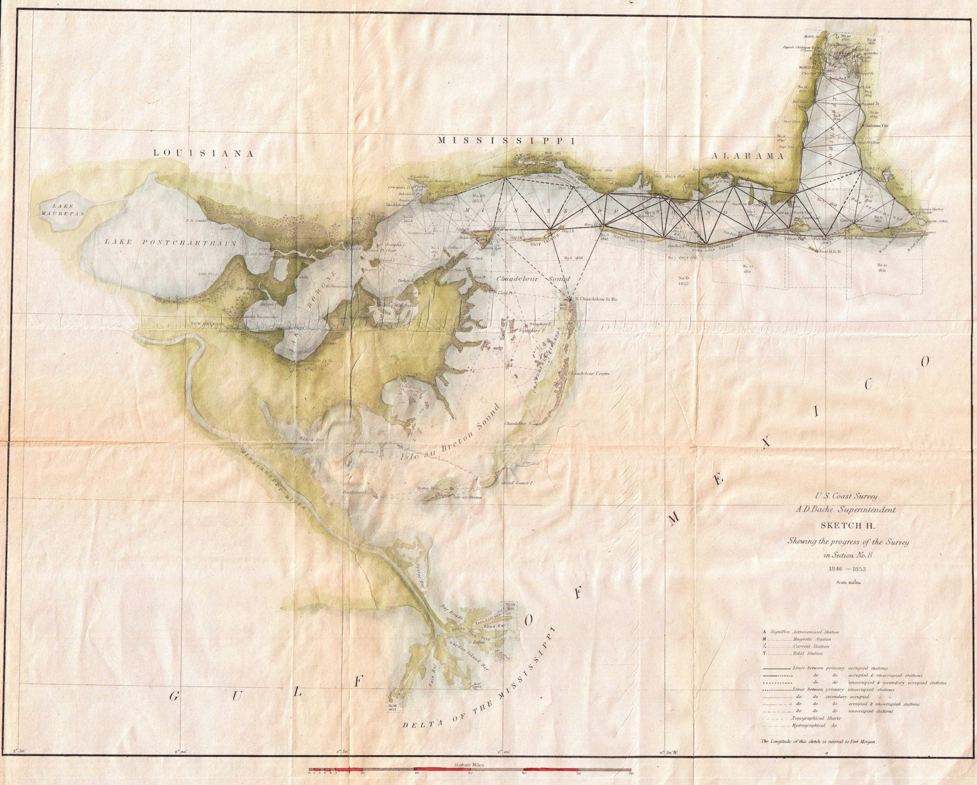1853, U.S. Coast Survey Map of Lake Pontchartrain, New Orleans, and the Mississippi Delta 1853, U.S. Coast Survey Map of Lake Pontchartrain, New Orleans, and the Mississippi Delta